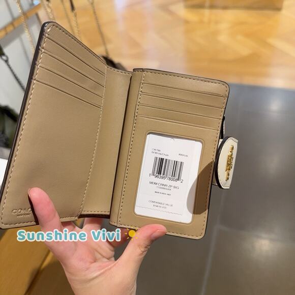 NWT Coach Medium Corner Zip Wallet In Signature Canvas CW786 IM/White/Chalk - Picture 4 of 5